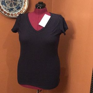Athleta navy blue v-neck tee shirt.
